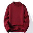 Suéter Masculino Gola Alta Mock Neck - Tricô Liso Casual Pulôver Manga Longa para Outono e Inverno