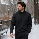Suéter Masculino Gola Alta Mock Neck - Tricô Liso Casual Pulôver Manga Longa para Outono e Inverno