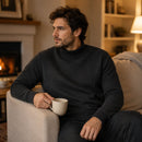 Suéter Masculino Gola Alta Mock Neck - Tricô Liso Casual Pulôver Manga Longa para Outono e Inverno